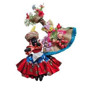 2 Handmade Dolls Jamaican Rag & Tropical Calypso Queen Doll Islands Folk Art
